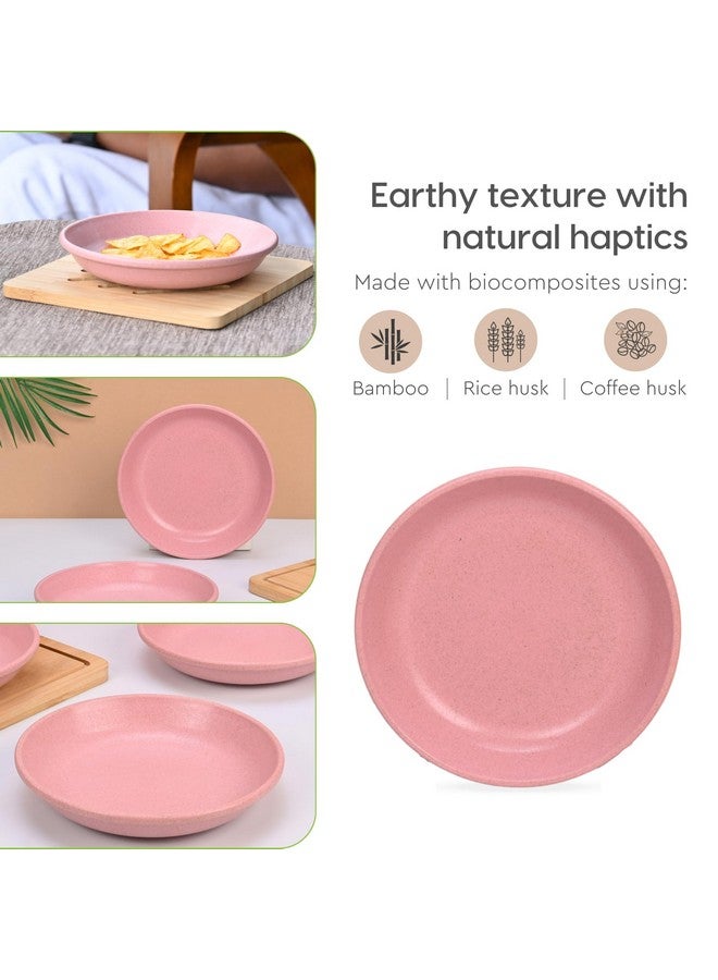 Eha Earth-Friendly Small Plates Set for Snacks | Snacks Plates Set of 4 | Snacks Plates Made with Rice Husk Biocomposite | Microwave Safe Plates | Snack Plate Set for Kitchen| 6 inch | Multicolor - Image 5