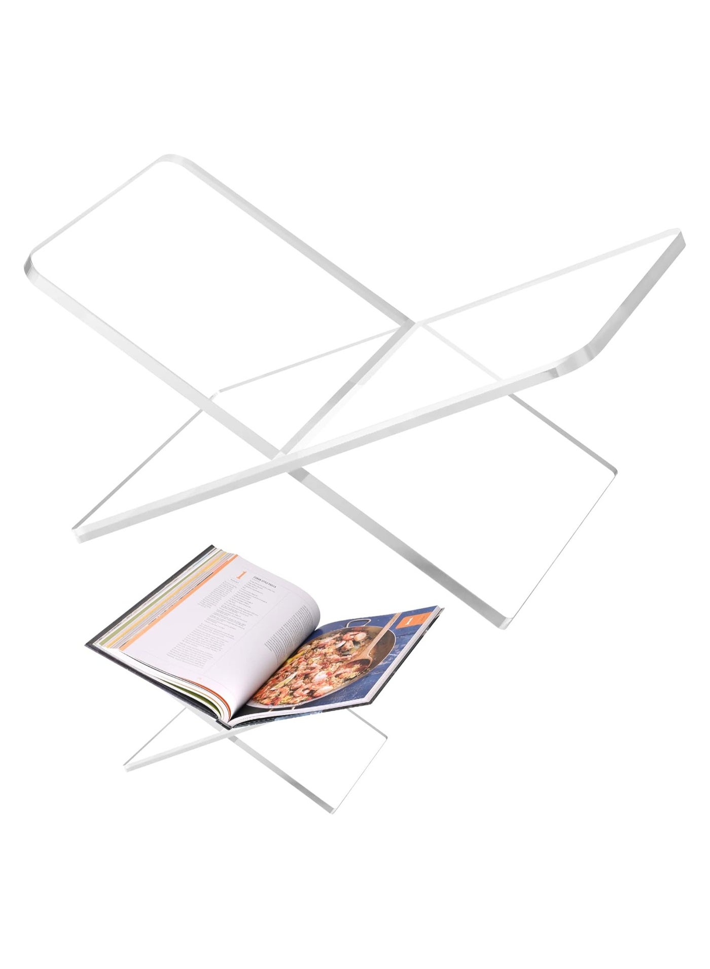 Acrylic Book Holder 11 x 7 x 6 in Open Large Book Display Stand for Cookbook, Art Book, Bible, Guest Book, Quran, Table Book Stand for Reading (Clear, Transparency)
