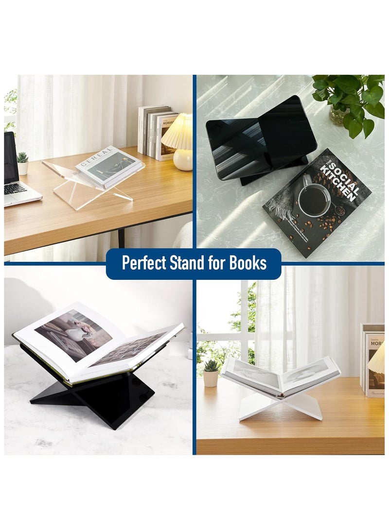 تي بي جي بي حامل كتاب أكريليك بحجم 11 × 7 × 6 بوصة، حامل عرض مفتوح للكتب الكبيرة مثل كتب الطهي، كتب الفن، الإنجيل، القرآن، دفتر الضيوف، حامل كتب للقراءة على الطاولة (شفاف) - Image 4