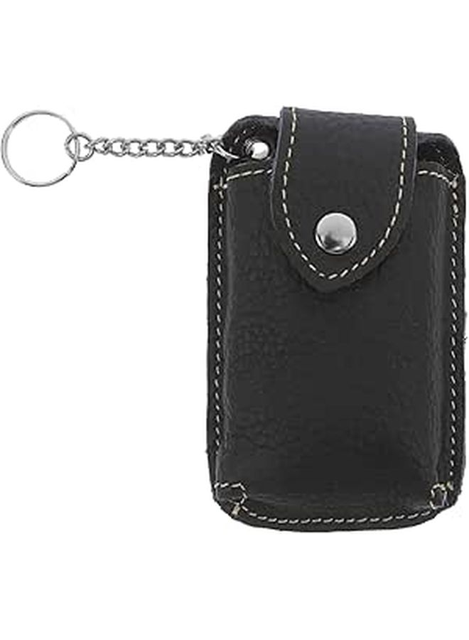 Black Cowhide Leather Key Fob Holder For Men Business Keychain Case - Image 1