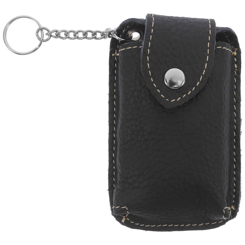 Black Cowhide Leather Key Fob Holder For Men Business Keychain Case - Image 2