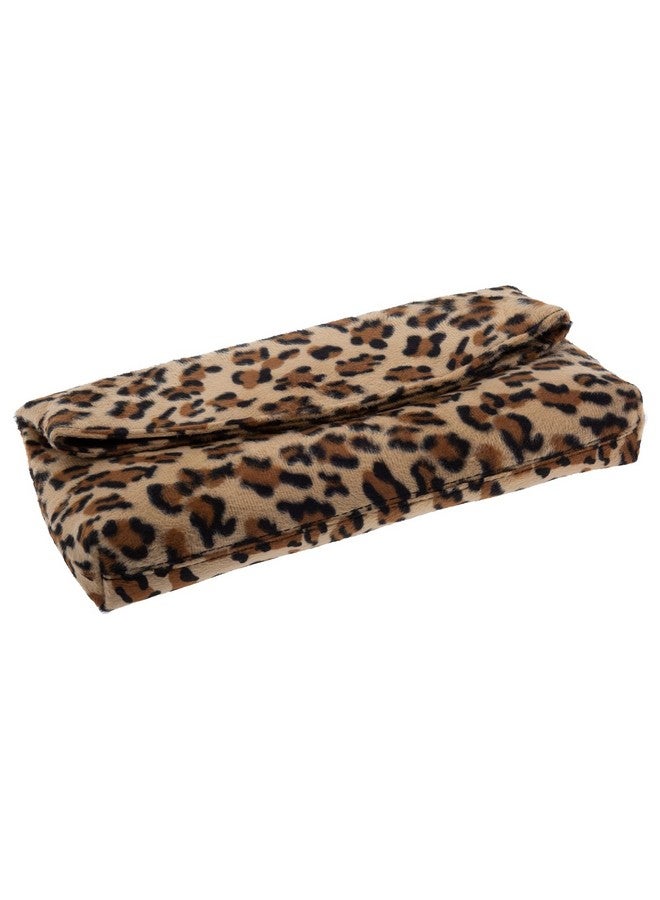 JNB Faux Fur Leopard Print Foldover Clutch Mustard29 - Image 4