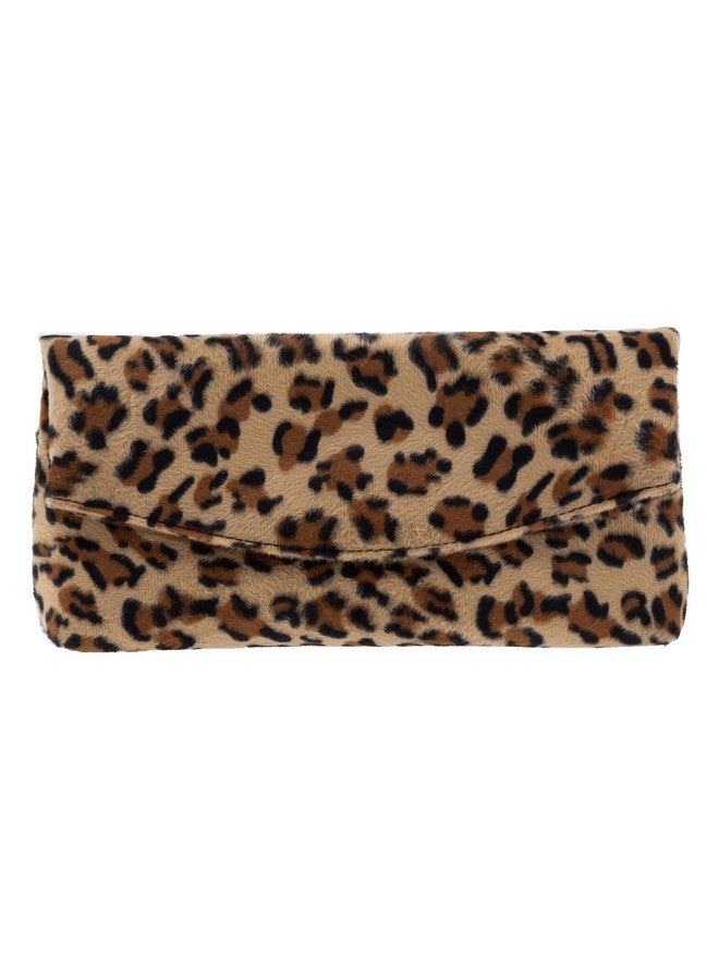 JNB Faux Fur Leopard Print Foldover Clutch Mustard29 - Image 1