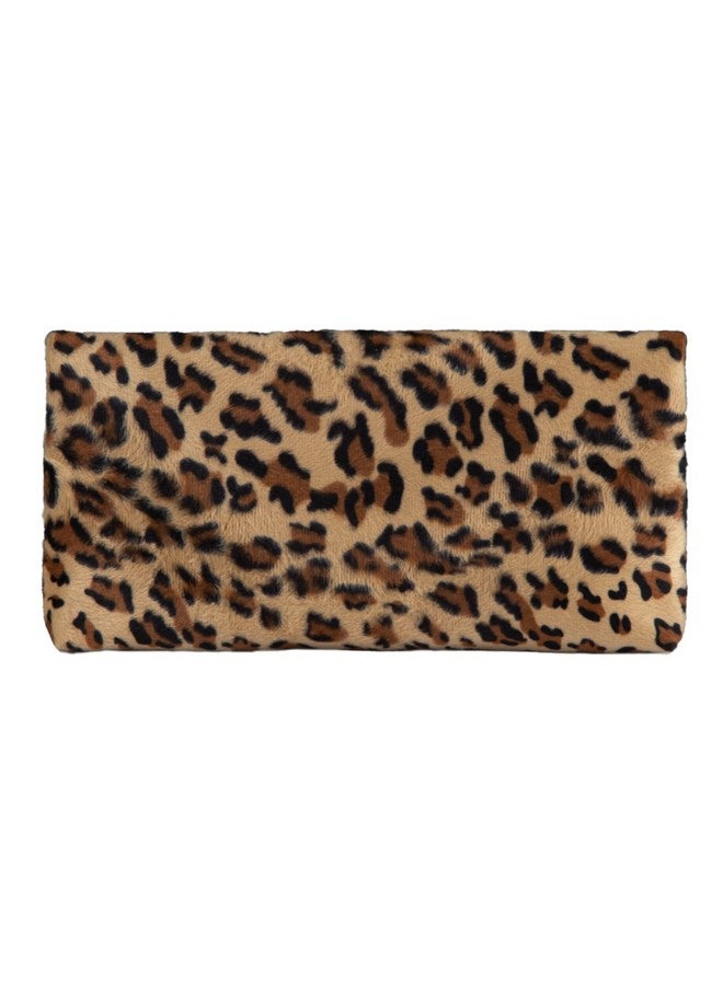 JNB Faux Fur Leopard Print Foldover Clutch Mustard29 - Image 2