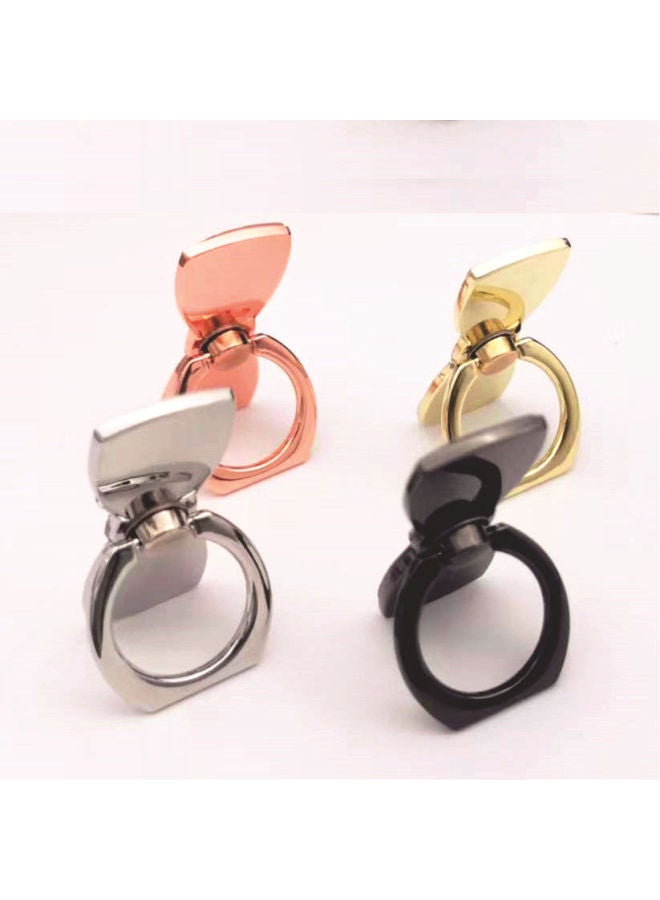 Loquat Bow Tie Ring Buckle Creative Mobile Phone Ring Bracket 360 Rotating Metal Desktop Support Back Bracket-Color:Silver-small Golden Bag Packaging - Image 3