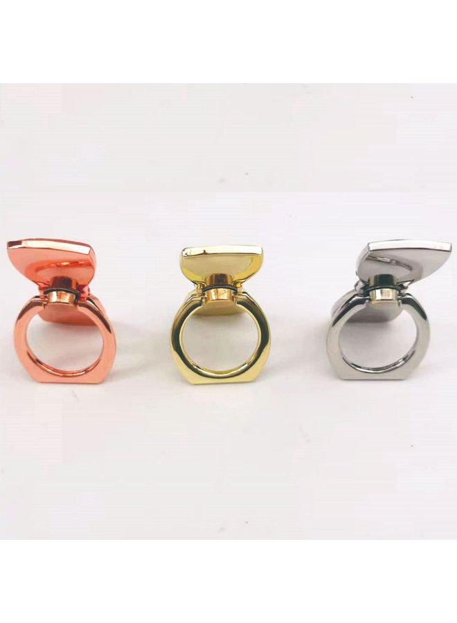 Loquat Bow Tie Ring Buckle Creative Mobile Phone Ring Bracket 360 Rotating Metal Desktop Support Back Bracket-Color:Silver-small Golden Bag Packaging - Image 4