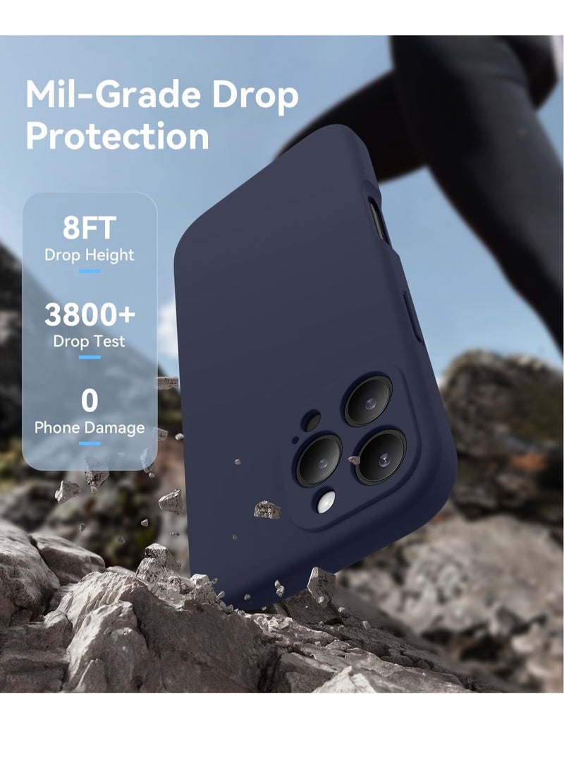 Midnight Blue Silicone Case for iPhone 16 Pro Max - Camera Protection, MagSafe Compatible, Anti-Scratch Microfiber Lining, Includes 2 Screen Protectors - Image 4