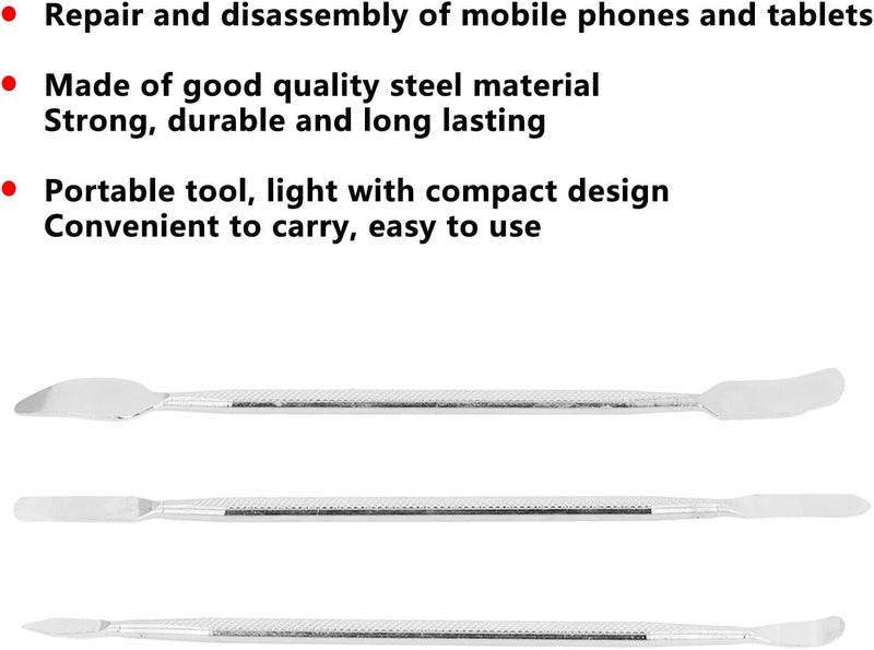 3Pcs Metal Pry Tool, Steel Metal 2 Ends Repair Opening Pry Tool Kit, Metal Spudger Metal Spudger Kit, Metal Spudger Phone Repair for Mobile Phone Tablet Laptop - Image 2