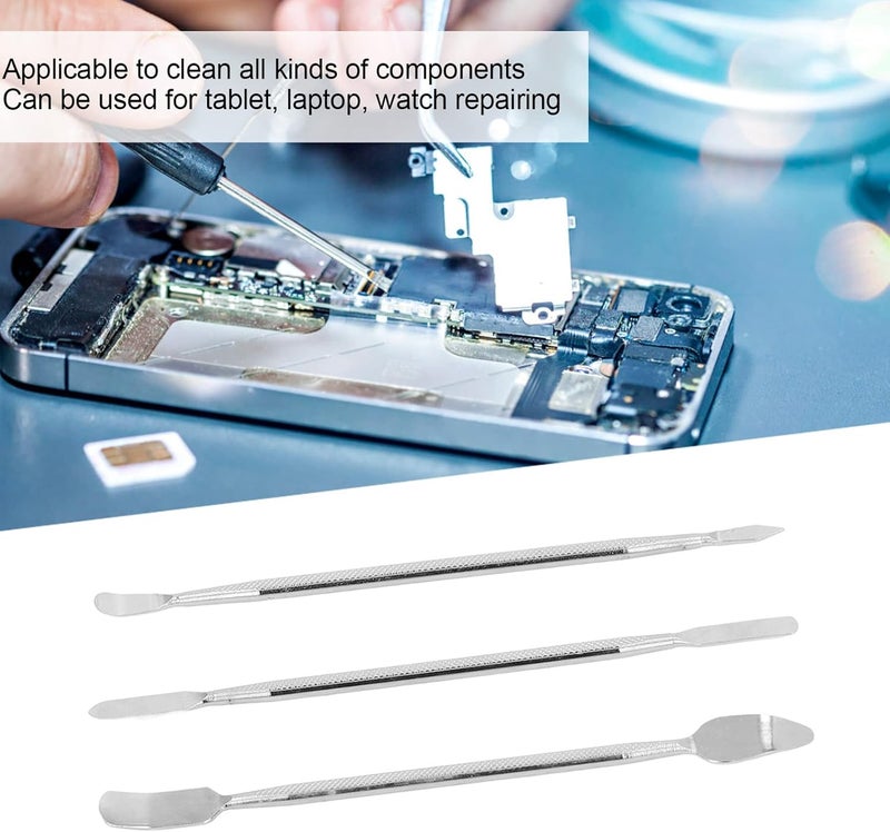 3Pcs Metal Pry Tool, Steel Metal 2 Ends Repair Opening Pry Tool Kit, Metal Spudger Metal Spudger Kit, Metal Spudger Phone Repair for Mobile Phone Tablet Laptop - Image 3