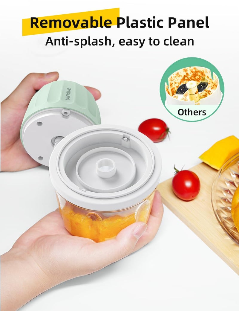 UN1QUE 350ML Rechargeable Mini Electric Chopper for Kicthen Use | One-Touch Operation | 304 Stainless Steel Blades | Chopper Electric for Chop, Mince, Puree, Whisk, Grind (Green) - Image 4
