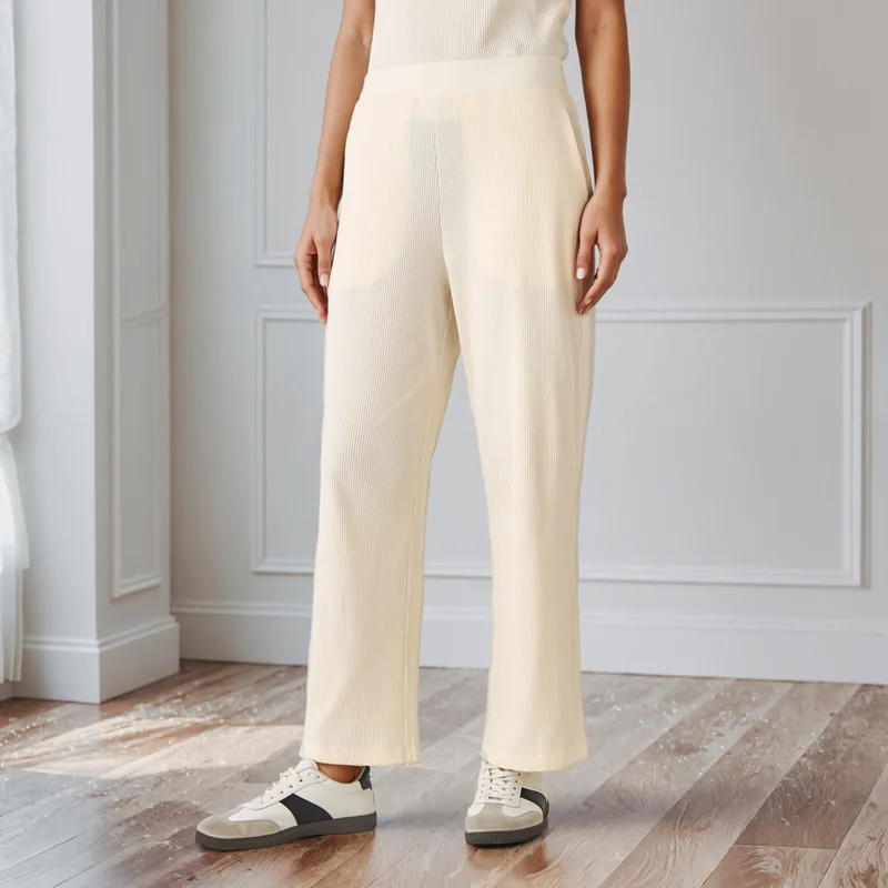 سبلاش فيڤ Ribbed Wide Leg Pants with Pockets