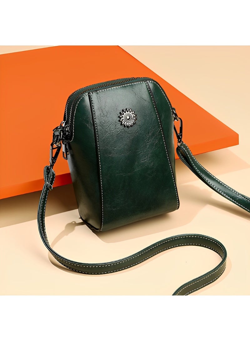 REOCLE Women's Mini Cell Phone Purse Leather Small Crossbody Bags Lightweight Cute Purses Retro All-Match Vertical Cellphone Bag  - Image 4