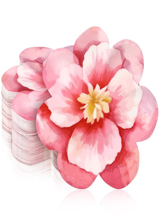 Domensi 100 Pcs Floral Paper Plates Summer Hawaiian Luau Tropical Disposable Dessert Plates 8.8 Inch Hibiscus Party Plates for Bridal Baby Shower Birthday Party Decorations Supplies - Image 1