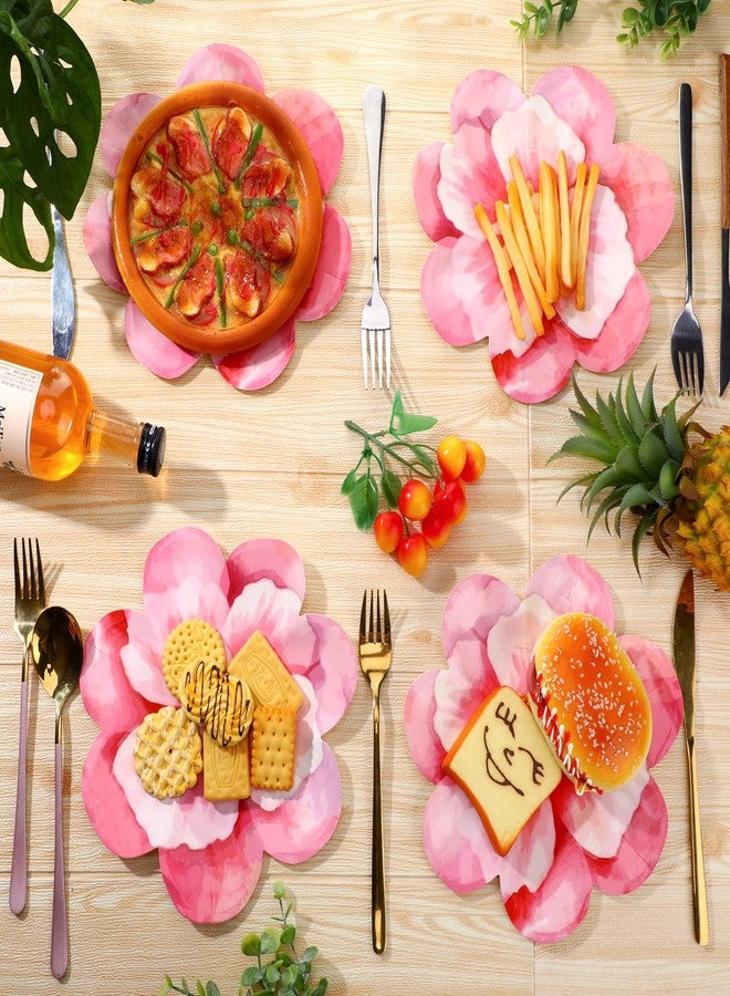 Domensi 100 Pcs Floral Paper Plates Summer Hawaiian Luau Tropical Disposable Dessert Plates 8.8 Inch Hibiscus Party Plates for Bridal Baby Shower Birthday Party Decorations Supplies - Image 4