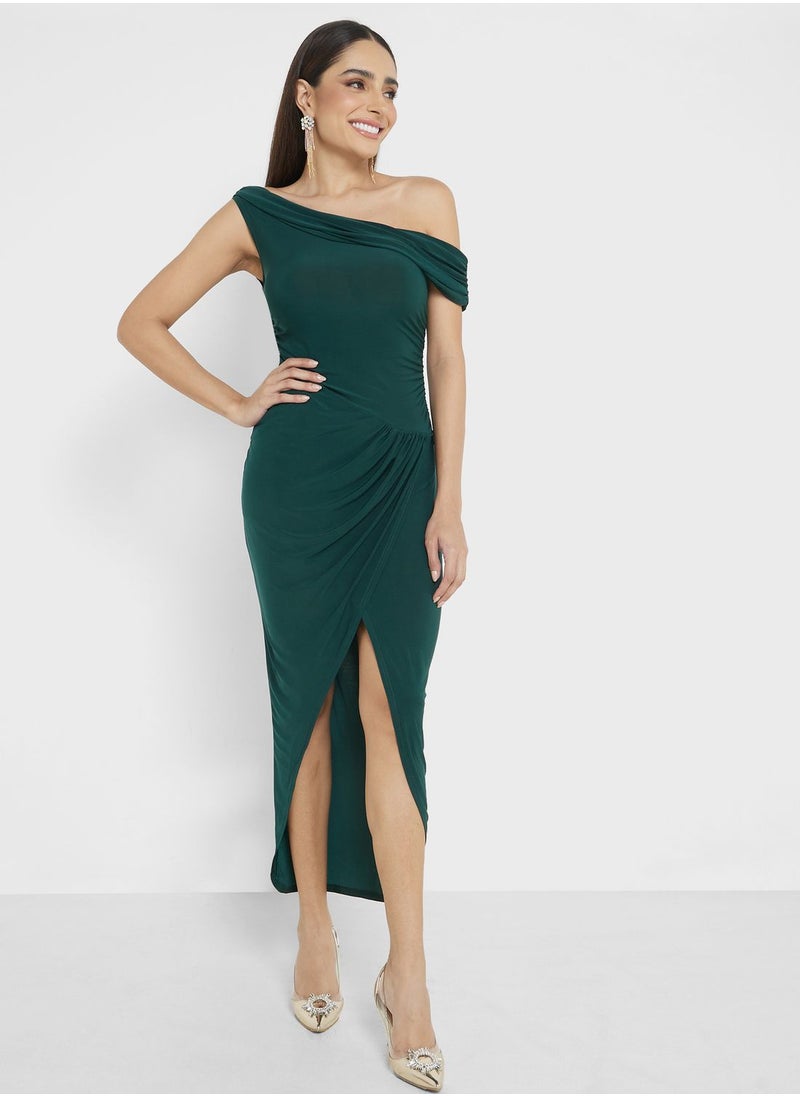 John Zack - Side Slit Ruched Dress - Image 1