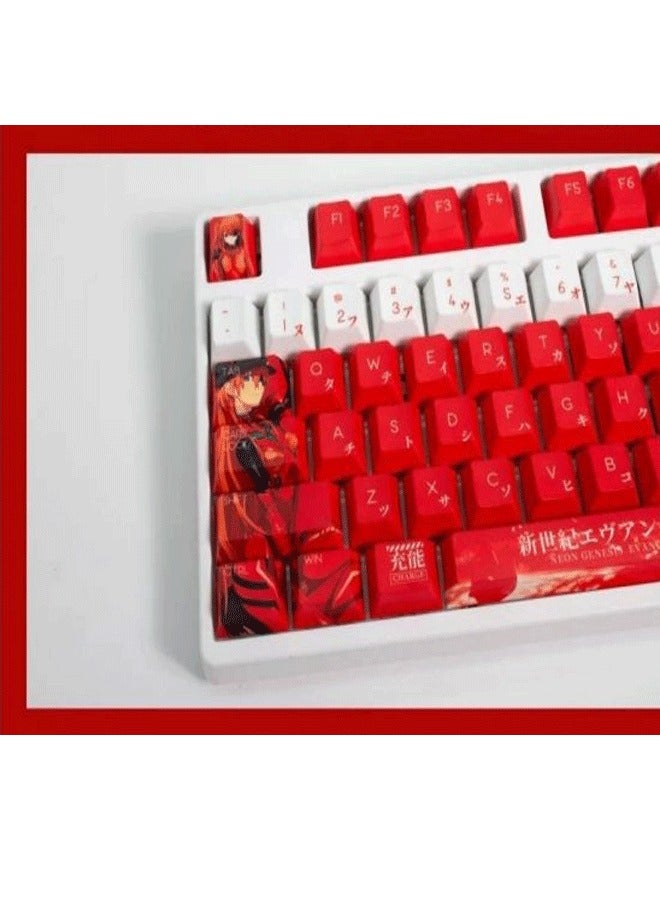 Evangelion Asuka Keycap PBT Mechanical Keyboard Keycaps 104 Keys  - Image 3