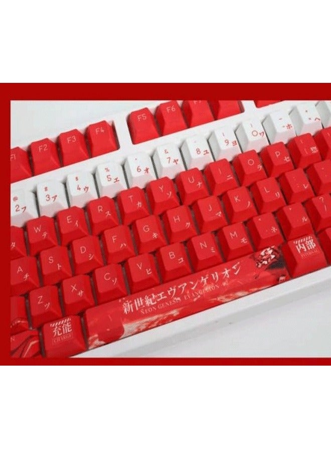Evangelion Asuka Keycap PBT Mechanical Keyboard Keycaps 104 Keys  - Image 5