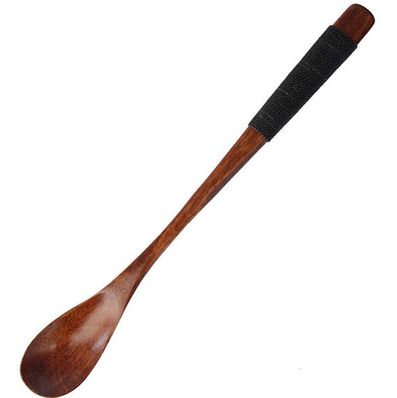 erioctry 2 Set of Retro Handcrafted Wooden Long Coffee Tea Spoon Coffee Stirrers with Cable Tie - Image 2