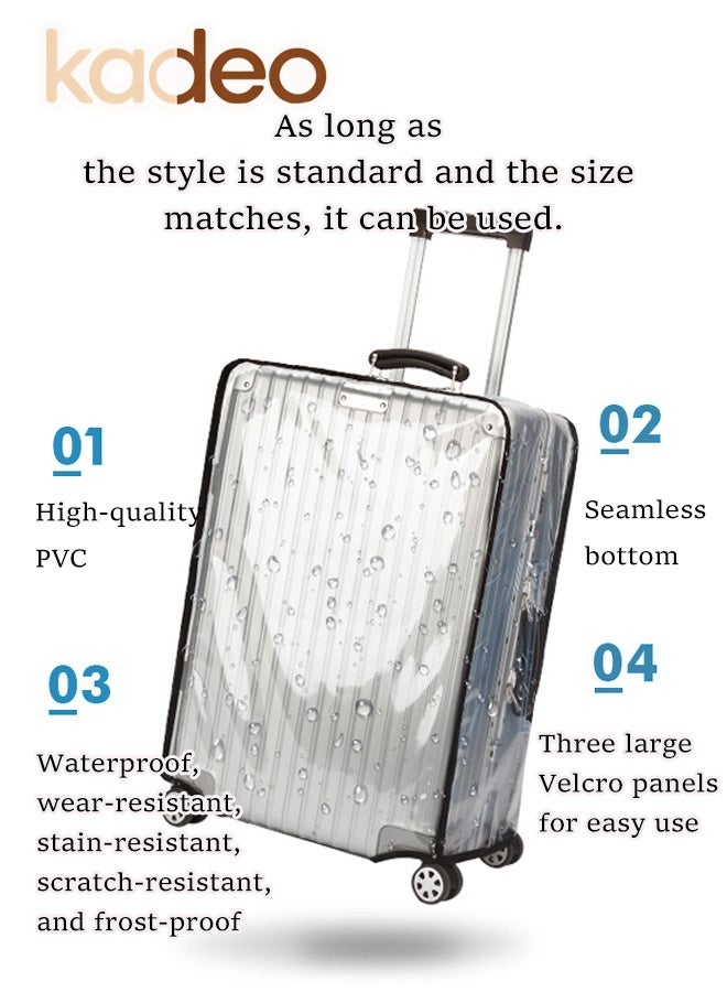 kadeo Clear Suitcase Cover for Luggage, Heavy Duty, Waterproof, PVC, Protector Prevents Scratches Damage for Wheeled Travel Luggage - Image 3