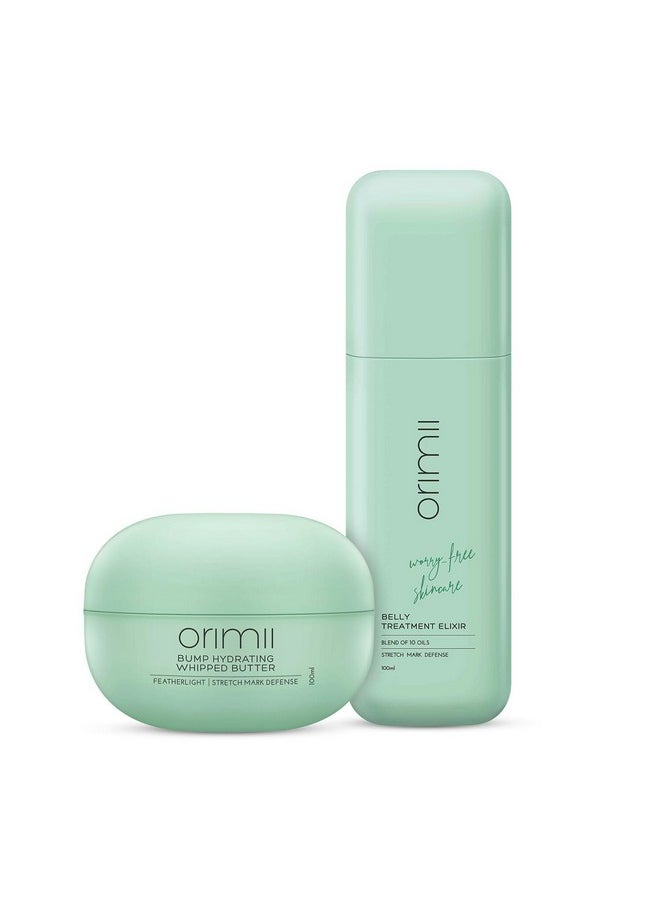Orimii Happy Belly Stretch Mark Defence Regime For New & Expecting Mothers | Bump Body Butter & Belly Oil Combo For Hydration & Moisturization | Essential Combo For New Moms  - Image 1