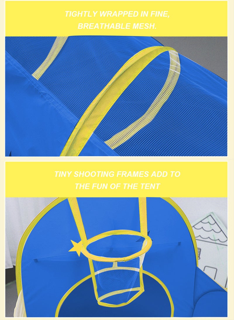 ما بيبي خيمة لعب للأطفال مكونة من 3 قطع مع حفرة كروية، ونفق زحف، وخيم أميرات للأطفال الصغار، وألعاب مسرح عالم الأطفال الصغار، وبيت لعب داخلي وخارجي للأولاد، وهدايا مثالية للأطفال - Image 4