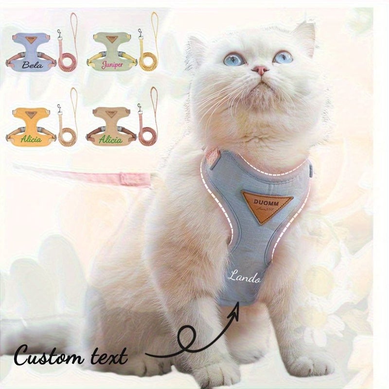 Green Pet Vest Style Leash Harness for Medium Dogs Cats Indoor Outdoor Walks - Image 1