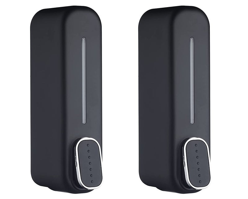 Bathoyum Liquid Sanitizer Dispenser Push Type for Hand Sanitizer Hand Wash Soap Dispenser Plastic Pack of 2 Black 400ml - Image 1