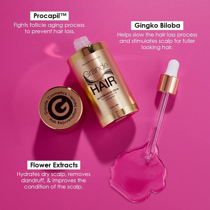 Grande Cosmetics GrandeHAIR Enhancing Hair Serum - for Men & Women, for Fuller & Thicker-Looking Hair in 8 weeks, Safe for Color-Treated Hair (40 mL) - Image 3