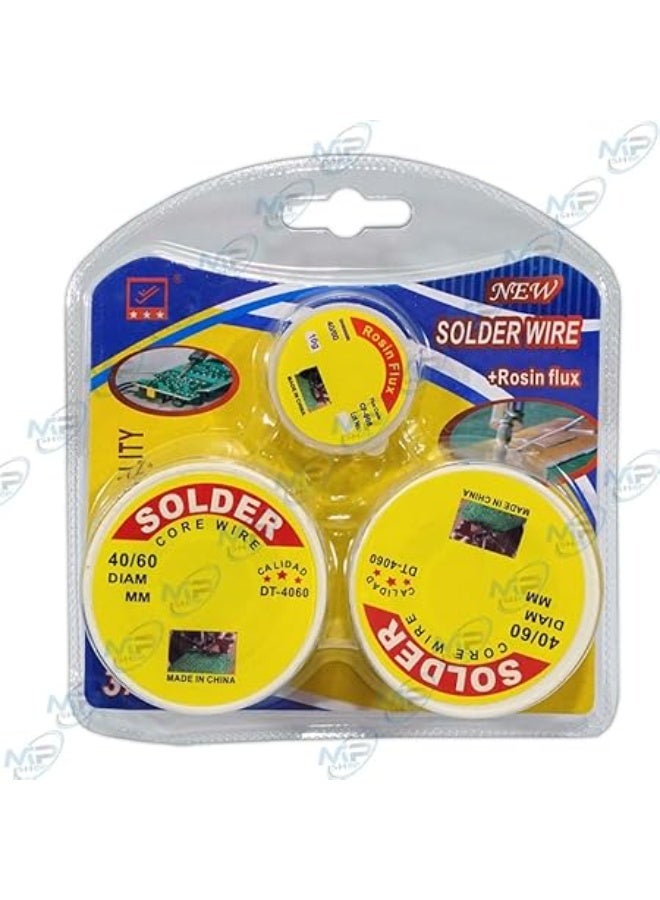 HULI 3Pcs Solder Wire Set with Rosin Flux – 40/60 Core Welding Wire Kit for Electrical and Electronic Repairs - Image 1