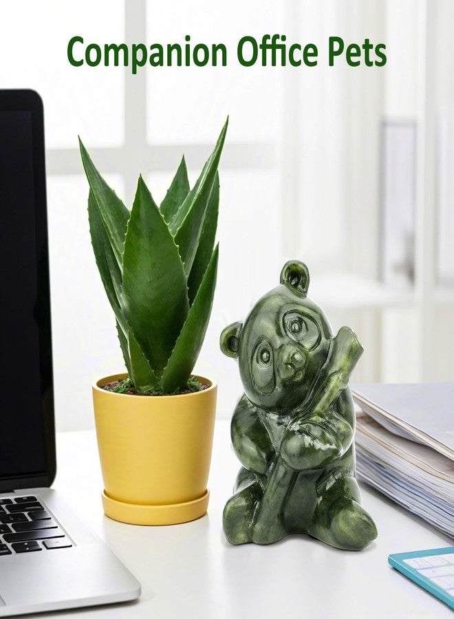 gemshan Green Jade Panda Statue - Natural Jade Figurine for Home Decor, Desk & Living Room - Image 5