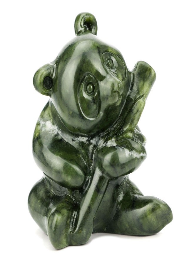 gemshan Green Jade Panda Statue - Natural Jade Figurine for Home Decor, Desk & Living Room - Image 1