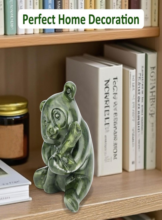 gemshan Green Jade Panda Statue - Natural Jade Figurine for Home Decor, Desk & Living Room - Image 4