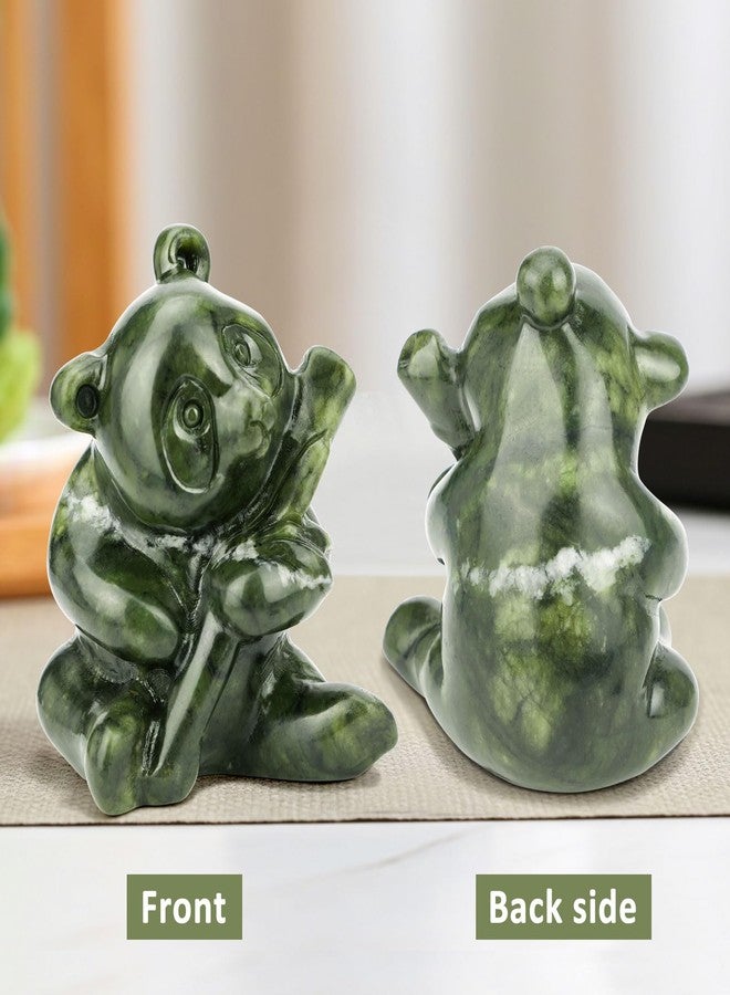 gemshan Green Jade Panda Statue - Natural Jade Figurine for Home Decor, Desk & Living Room - Image 2