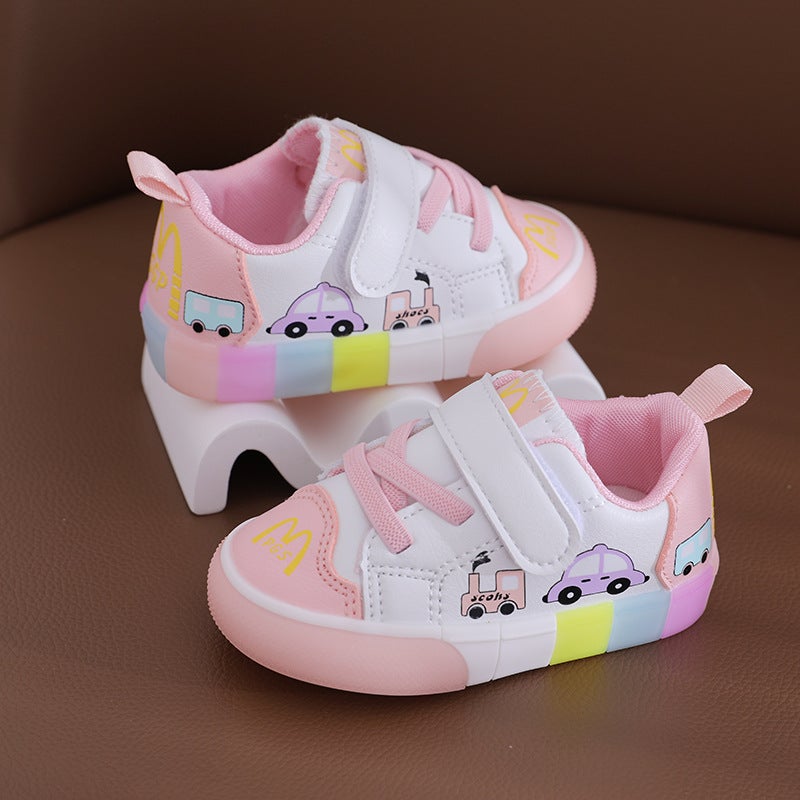 2022 Cartoon Toddler Shoes Soft Sole Leather Pink