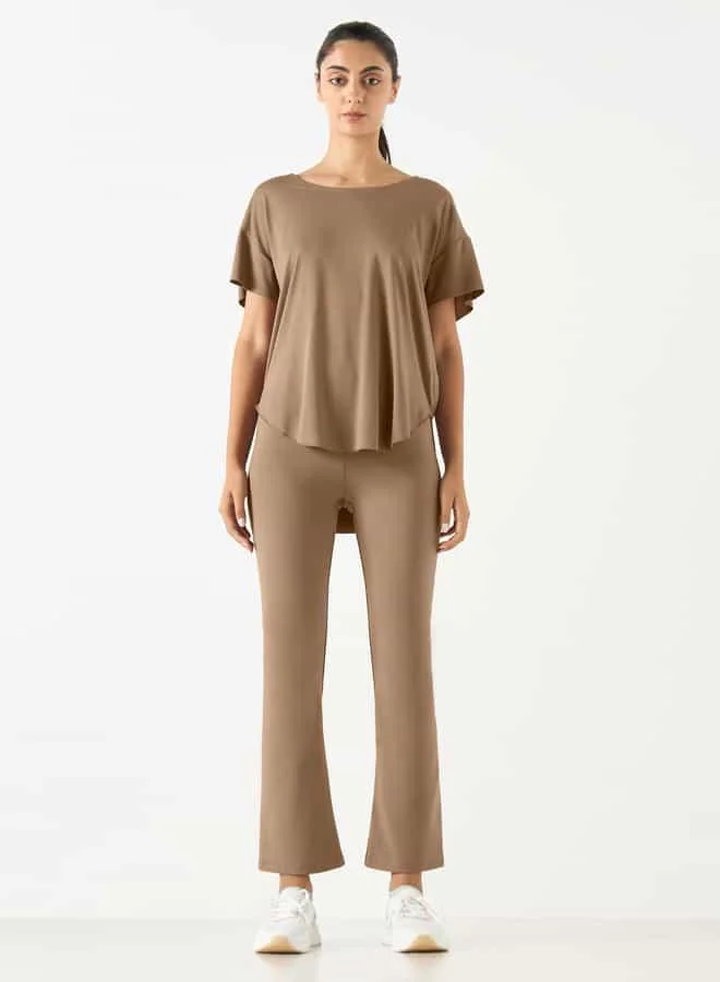 ADOT by Splash Round Neck High Low T-shirt with Short Sleeves