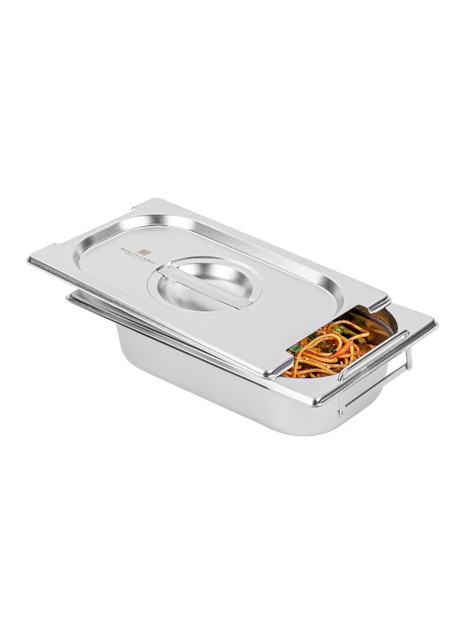 Restaurantware LID ONLY: Met Lux 10.25 x 6.25 Inch Steam Table Pan Lid, 1 Hotel Pan Lid - Fits 1/4 Size Steam Table Pan, Table Pan Sold Separately, Stainless Steel Steam Pan Cover, Built-In Handle  - Image 1