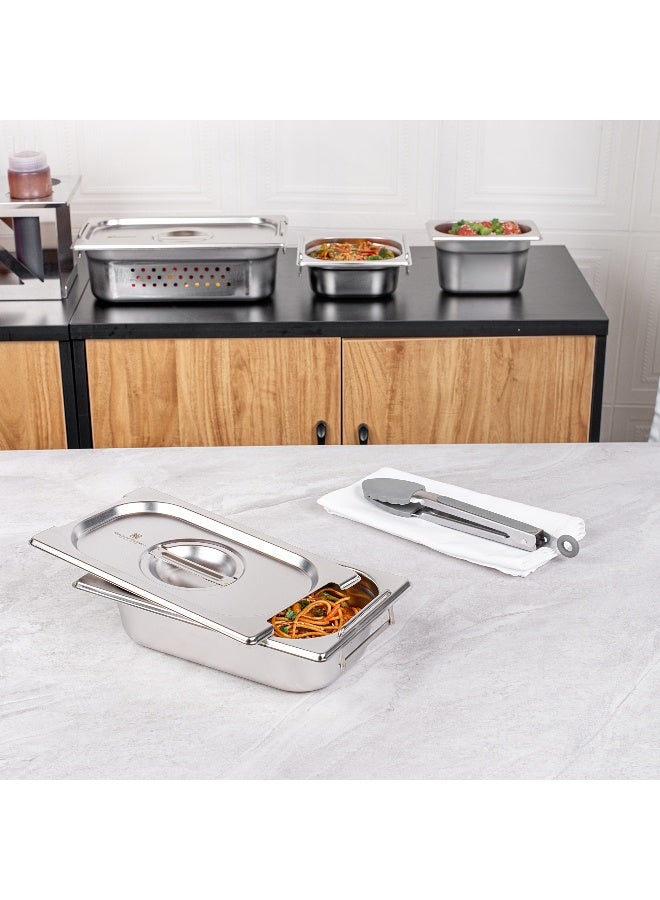 Restaurantware LID ONLY: Met Lux 10.25 x 6.25 Inch Steam Table Pan Lid, 1 Hotel Pan Lid - Fits 1/4 Size Steam Table Pan, Table Pan Sold Separately, Stainless Steel Steam Pan Cover, Built-In Handle  - Image 4