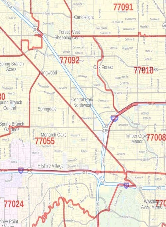 MapSherpa Houston, Texas ZIP Codes - 48" x 36" Laminated Wall Map - Image 3