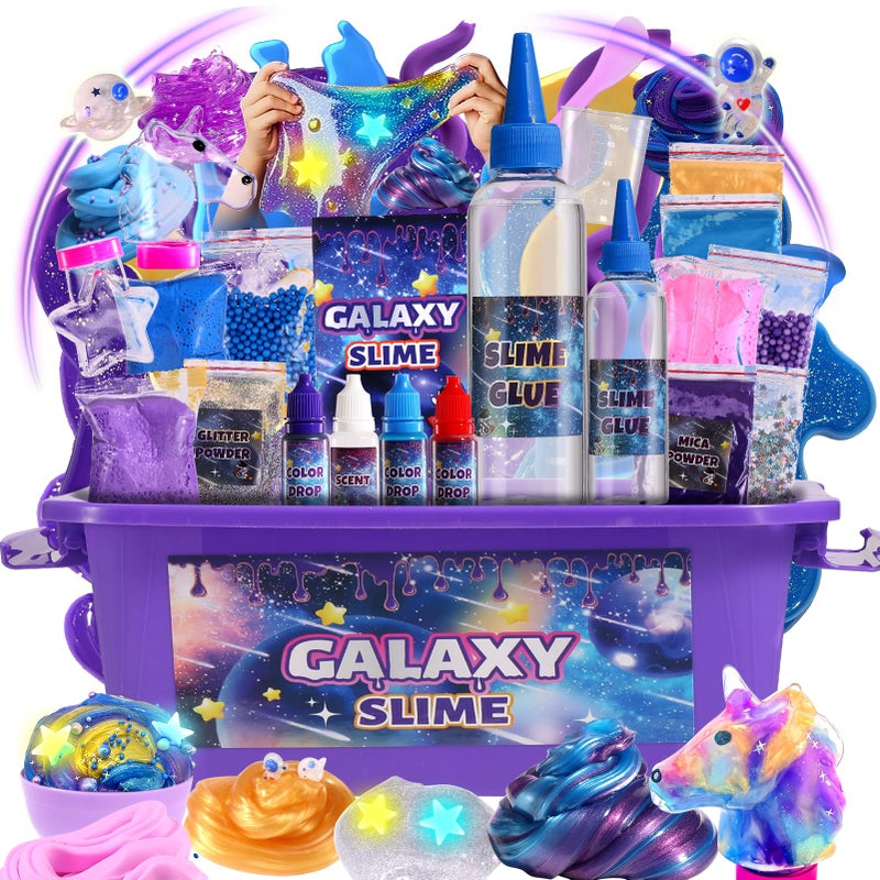 LPFEZRS Mini Galaxy Slime Kit with Glow in The Dark StickersMaking Butter Slime Dark Powder to Make Glitter Galactic Slime Stress Relief Toys Party Favors for Kids for Girls Boys 6 7 8 9 10 11 12 - Image 2