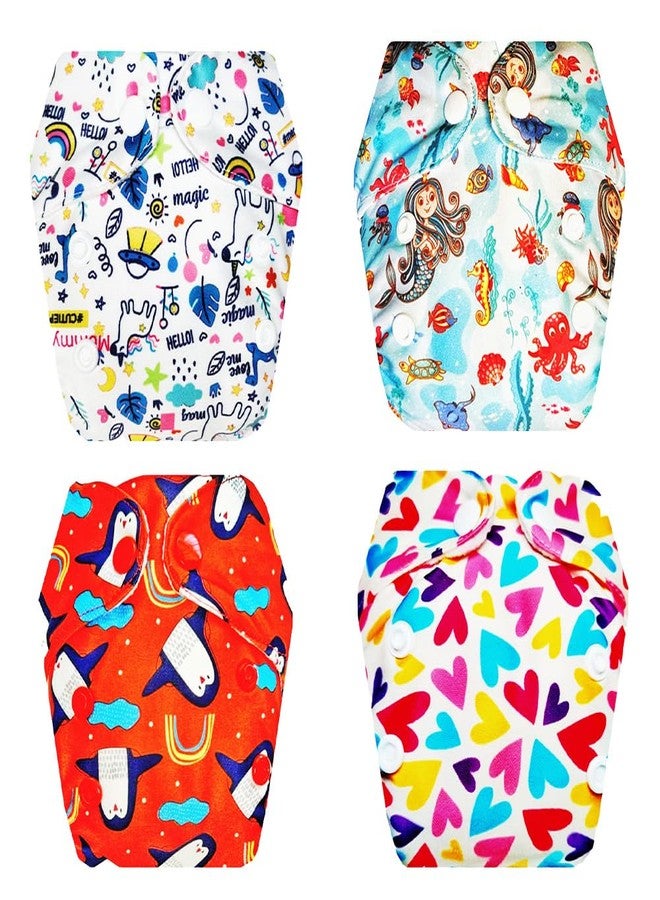 حفاضات قماشية فاخرة من دمبلدو للأطفال حديثي الولادة مع حشوة داخلية (عبوة من 4 قطع) | مضادة للحساسية | مانعة للتسرب | أزرار كبس قابلة للتعديل | تغيير حفاضات بدون قلق | من 0 إلى 4 أشهر | للجنسين - Image 1