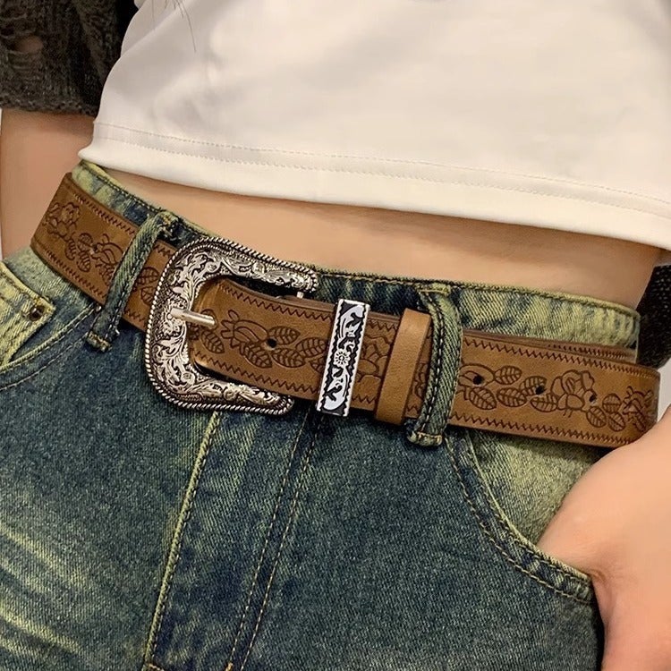 Vintage Brown PU Leather Belt for Women - Image 4