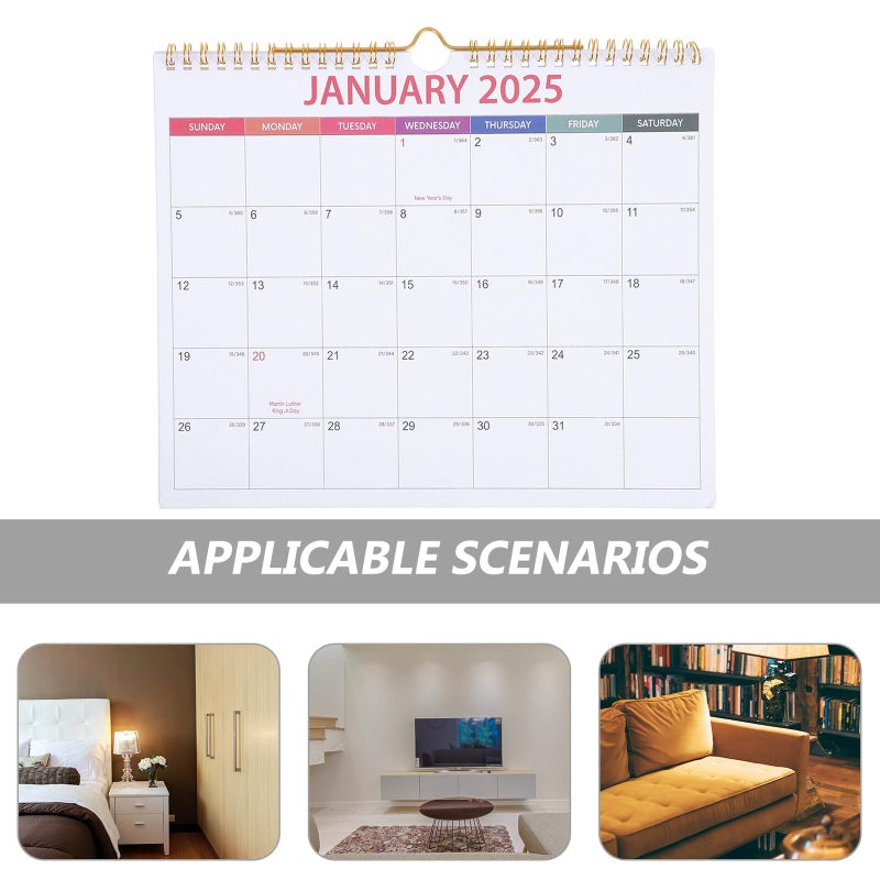 تقويم حائط 2025 - 12 شهرًا - إطار ملون - مخطط يومي للمنزل والمكتب - Image 4