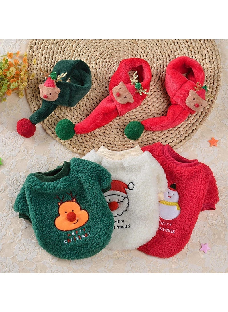 erorex Dog Christmas Sweater and Scarf with 1 Pcs Pet Id Tag Gift - Merry Christmas Holiday Cloth - Flannel Santa Nose & Elk Scarf - Breathable Costume Eve Pajamas Santa Designed Jumper Suit (Large) - Image 2