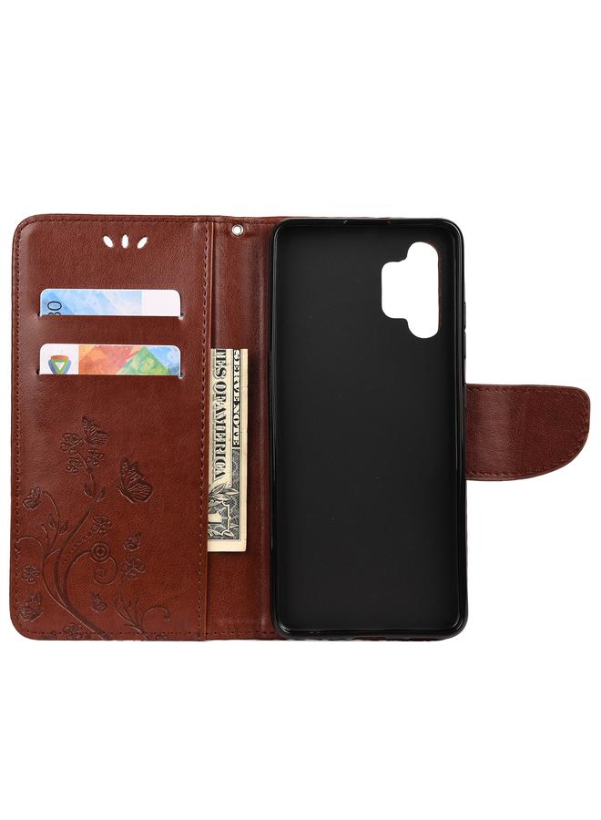 اس-توب جراب لهاتف Samsung Galaxy A32 4G بنقشة زهور الفراشة، جراب جلدي قلاب أفقي مع حامل وفتحات للبطاقات ومحفظة - Image 4