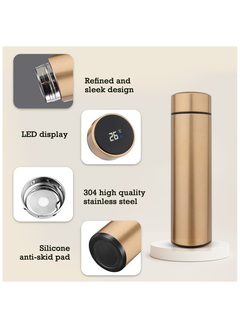 Bright Home Temperature Display Vacuum Insulated Water Bottle (500ML) Mug with LED Temperature Leak Proof Hot & Cold for 12 Hours Thermos Perfect for Campaign Travelling (Golden) - Image 4