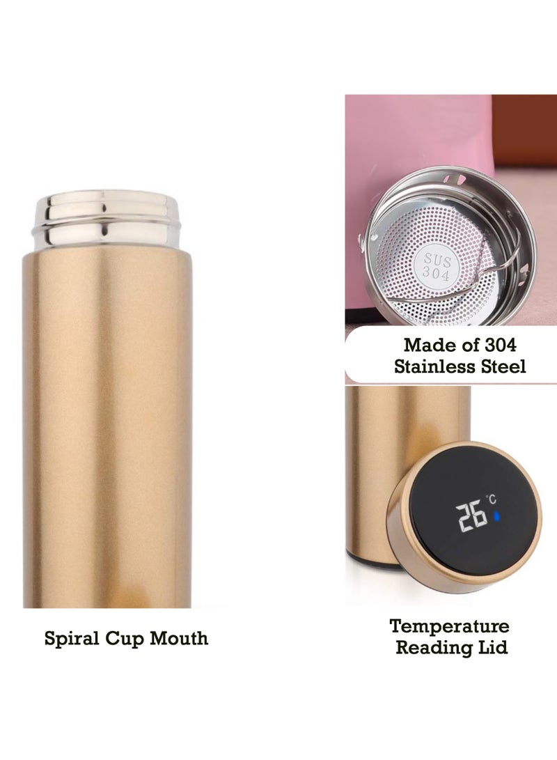 Bright Home Temperature Display Vacuum Insulated Water Bottle (500ML) Mug with LED Temperature Leak Proof Hot & Cold for 12 Hours Thermos Perfect for Campaign Travelling (Golden) - Image 5