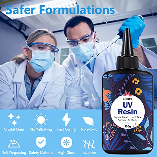 KISREL طقم راتنج KISREL UV مع 22 لؤلؤة ضوء - حجم أكبر و 200 جرام راتنج صلب شفاف مطور لصنع المجوهرات الحرفية - Image 2