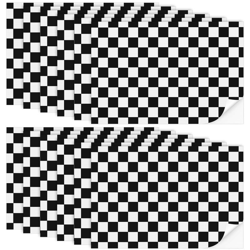 Flutesan 12 Pcs Miniature Dollhouse Wallpaper and Flooring Peel and Stick Mini DIY Self Adhesive Dollhouse Accessories 8.27 x 11.69 Inch (Check Pattern) - Image 1