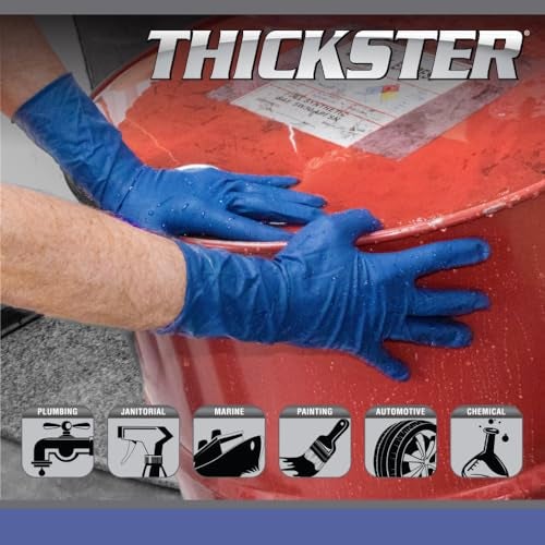 SAS Thickster Powdered Latex Disposable Gloves - 1 Box / 50 Gloves Total. 14 Mil, X-Large, Blue. Fully Textured. 12" Length. Puncture Resistant | 6604 - Image 3