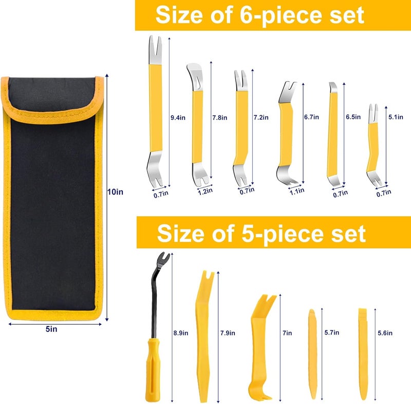 Zecirl 11-Piece Auto Trim Removal Tool Set, Metal Pry Tool, Car Fastener Remover, Crowbar Set, Trim Removal Kits for Vehicle Door Panel, Audio Radio Panel, - Image 2